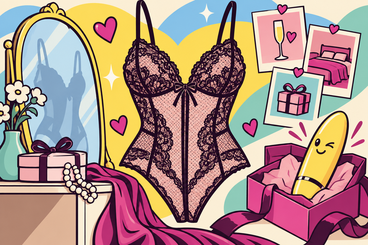 Ilustración editorial sobre body de lencería erótica, cómo elegir según tu figura y ocasión