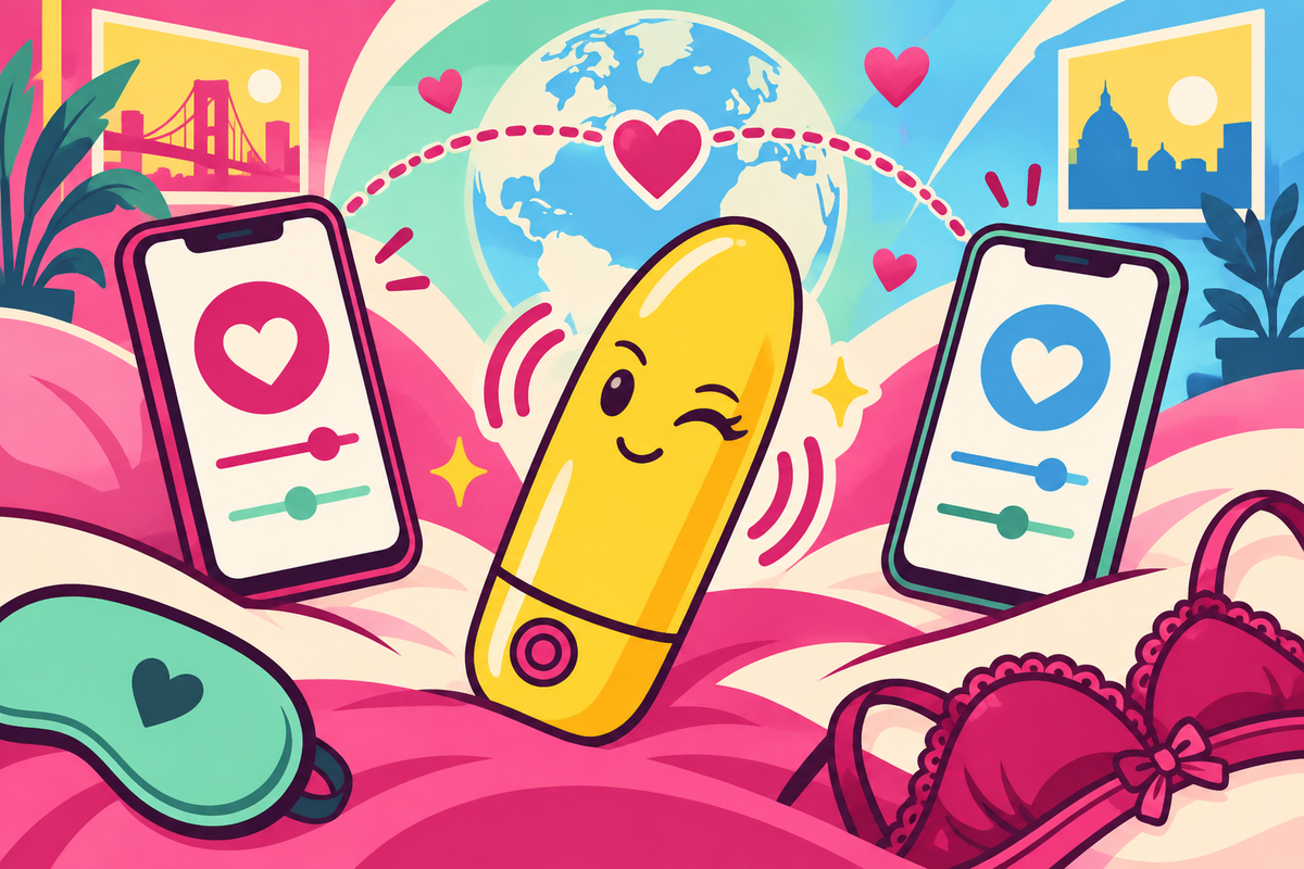 Ilustración editorial sobre juguetes con app para relaciones a distancia