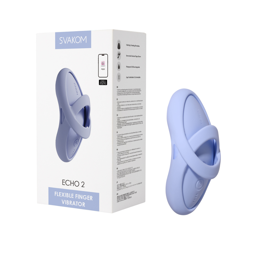 Svakom Echo 2 Vibrador de Dedo Azul - Juguete Íntimo Flexible con 5 Modos de Vibración