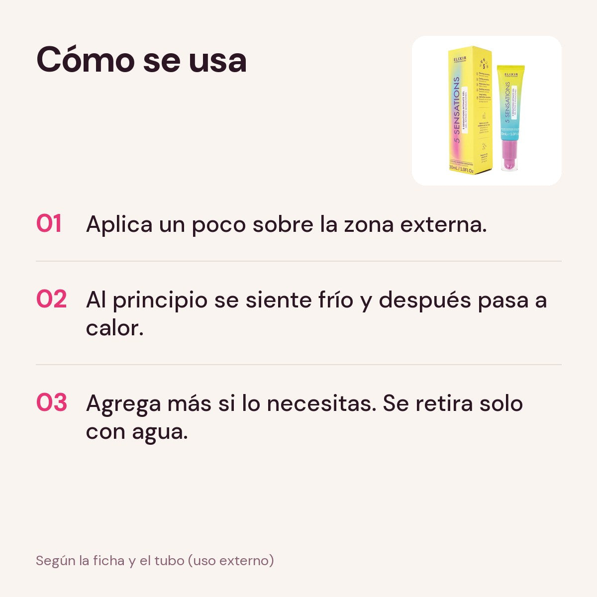 Cómo se usa el lubricante 5 Sensaciones Elixir