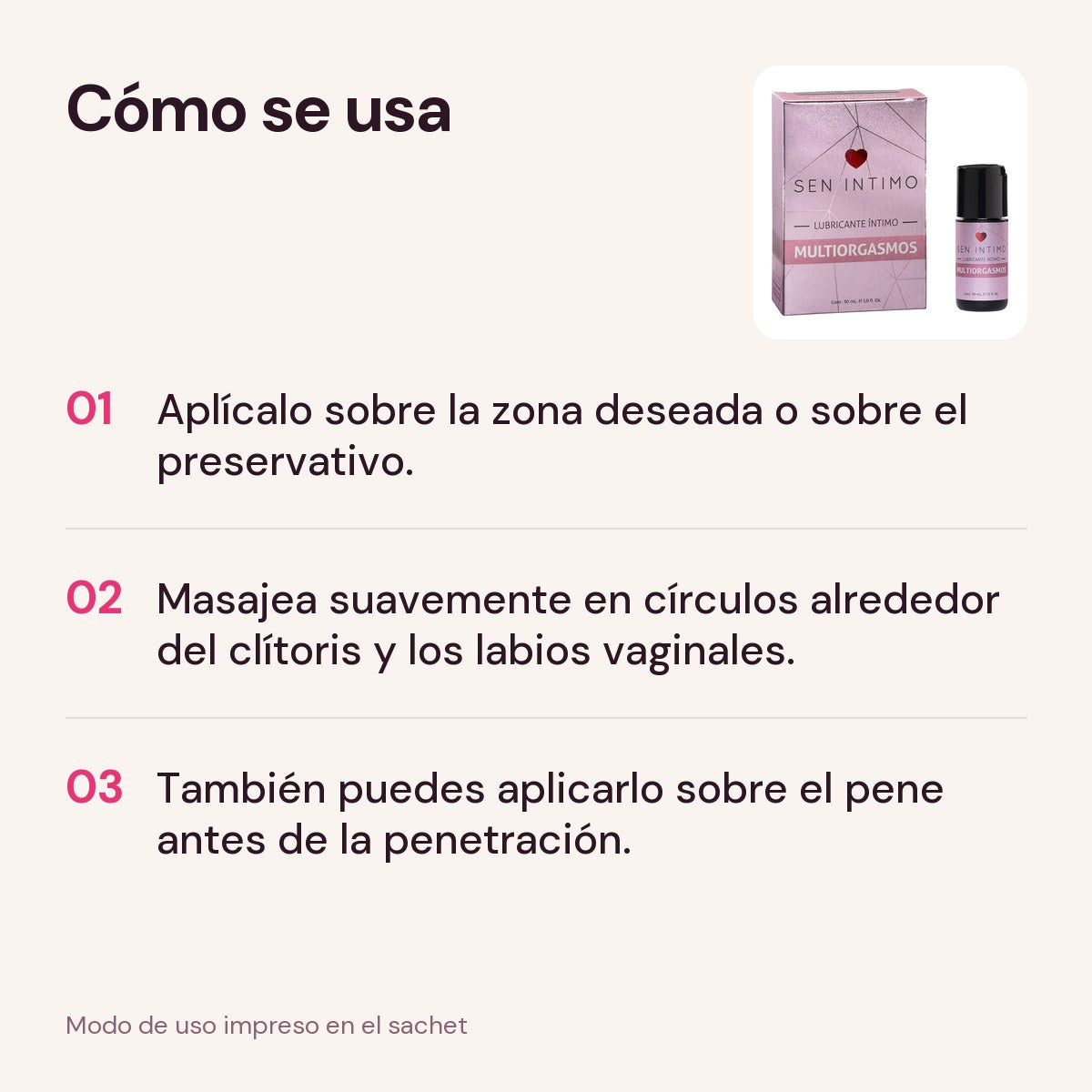 Cómo se usa el Lubricante Multiorgasmos Sen Intimo