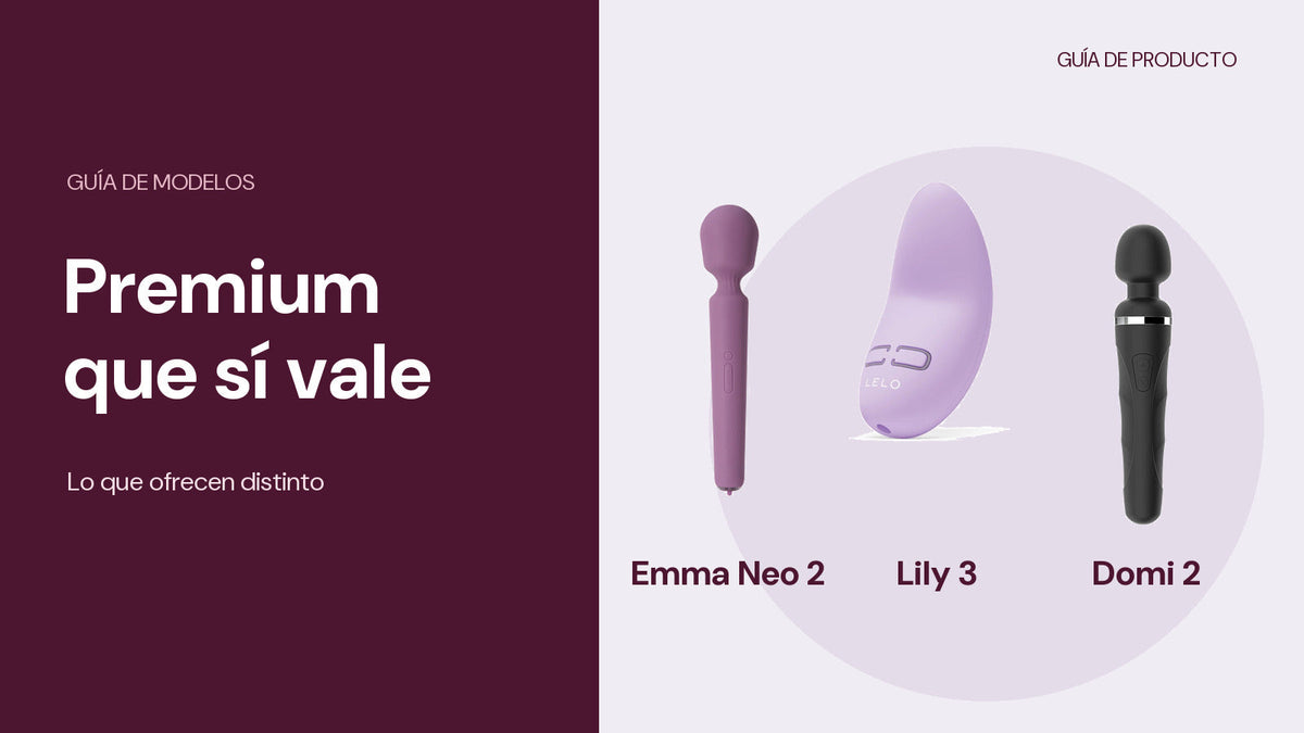 Vibrador Emma Neo 2, Lily 3 de LELO y Domi 2 de Lovense, juguetes premium de Pleasure.
