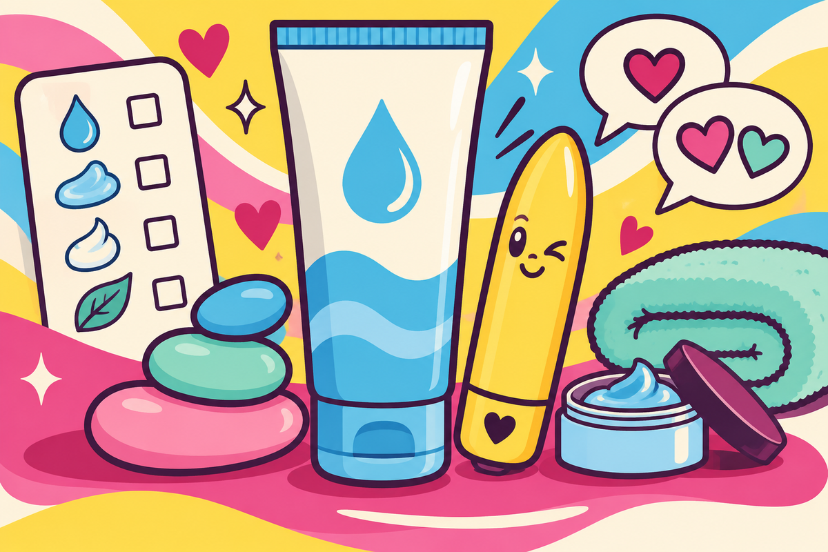 Ilustración editorial sobre lubricante anal, cómo elegir el tuyo