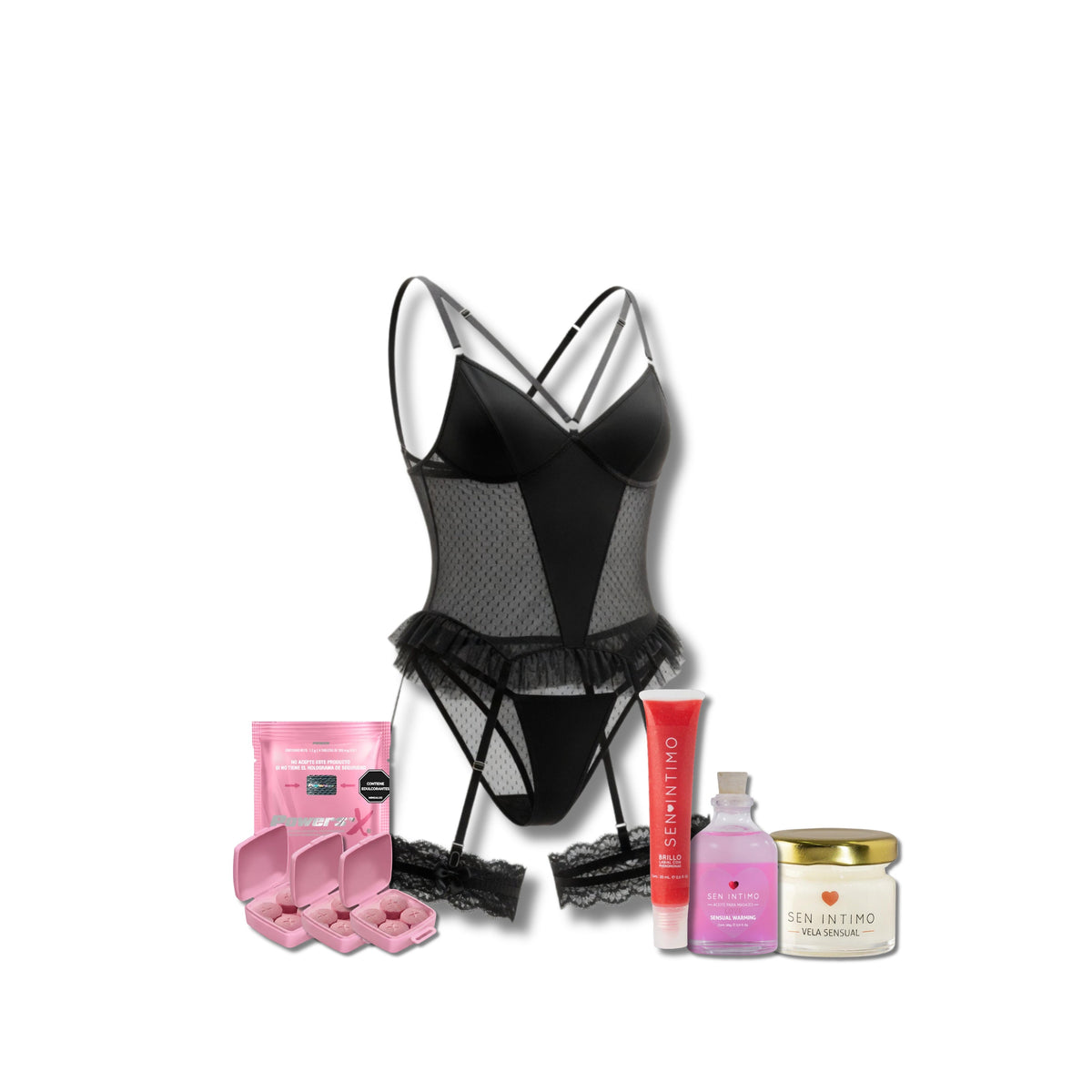 Kit Kristen: lencería con babydoll, vigorizante y set de masajes