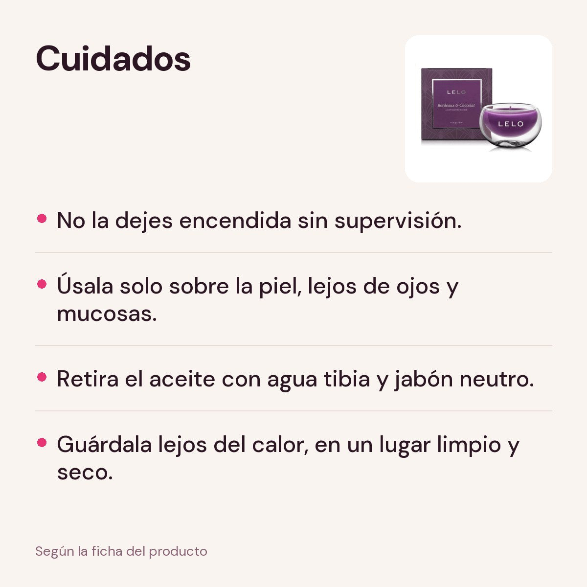 Cuidados de la vela de masaje LELO